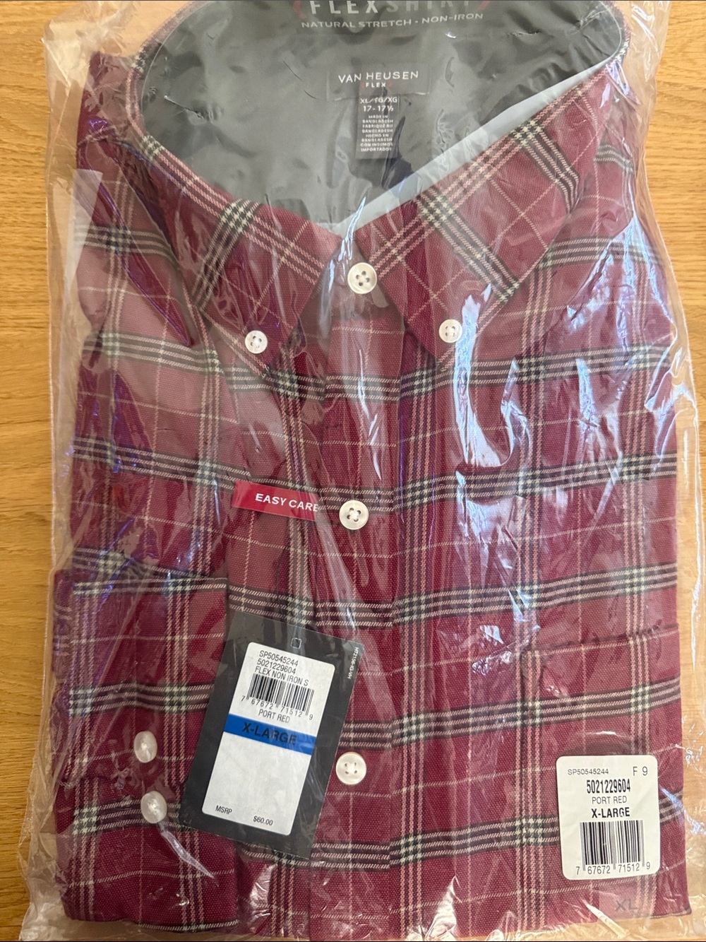 Van Heusen Port Red Plaid Button-Down Shirt Jacket